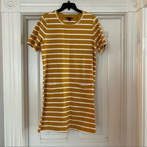 Banana Republic Mustard & White Stripe T-Shirt Dress